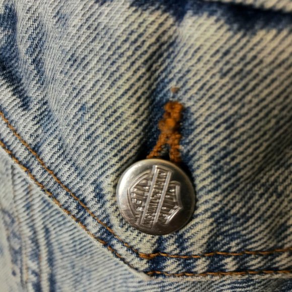 90s Vintage Harley Davidson Motorcycles Adult Extra Large Blue Denim Jacket XL - Picture 7 of 16